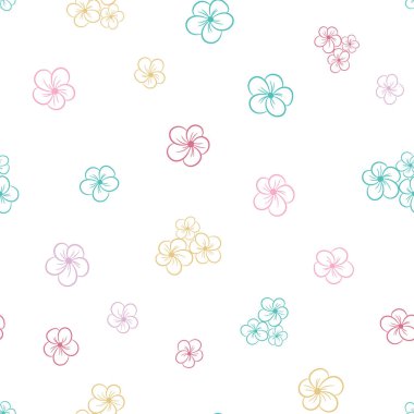 Cute colorful floral seamless pattern background. Simple floral repeat pattern design, cute spring pattern, vector background, flower wallpaper. Girly pattern.