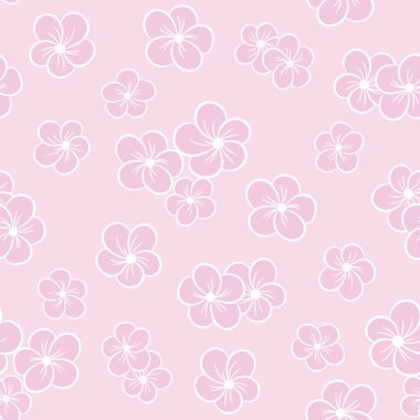 Pink flower vector pattern. Simple floral repeat pattern design, cute spring pattern, vector background, flower wallpaper. Girly pattern.