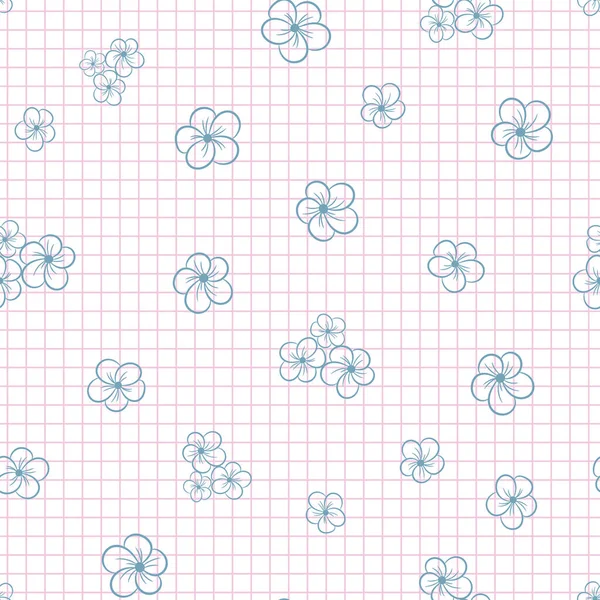 Simple Floral Repeat Pattern Design Cute Spring Pattern Vector Background — Vetor de Stock