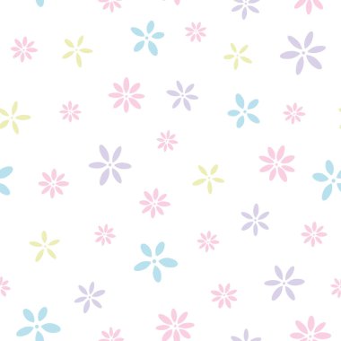 Girly floral pattern, vector background. Cute tiny pastel flower on white background, simple spring wallpaper.