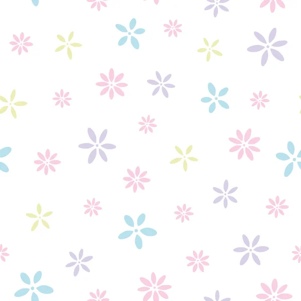Girly Floral Pattern Vector Background Cute Tiny Pastel Flower White — ストックベクタ