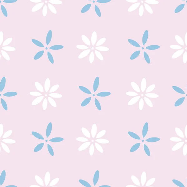 Simple Flower Pattern Seamless Vector Repeat Pattern Cute Spring Background — ストックベクタ