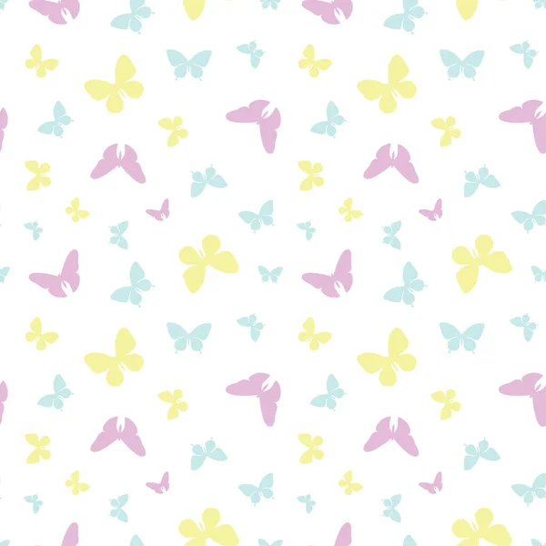 White Colorful Happy Butterfly Seamless Repeat Pattern Vector Background Butterfly — Stock Vector