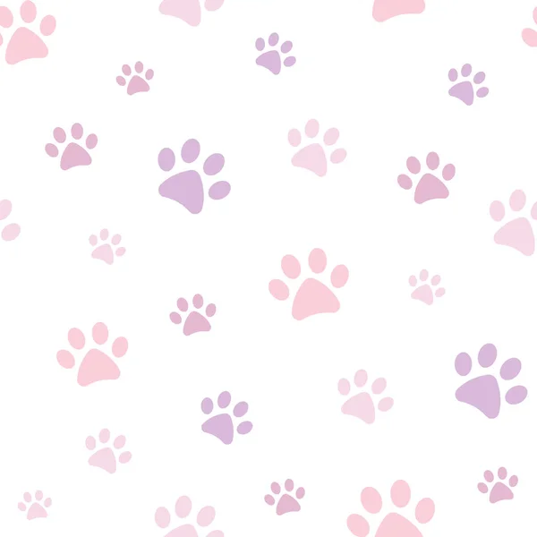 Evcil hayvanlar için mor ve pembe vektör patisi deseni. Kusursuz tekrarlama deseni arkaplanı.
