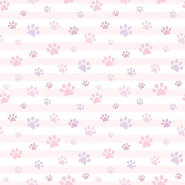 Evcil hayvanlar için çizgili şirin vektör patisi deseni, pastel tekrarlı kusursuz arka plan.