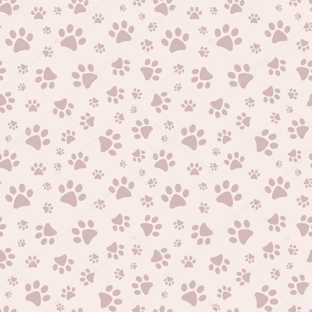 Seamless vector repeat pattern for pet, with paws, cute repeat pattern background.