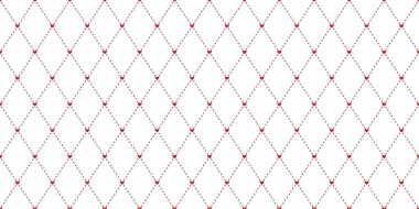 Minimalist kırmızı kalpler. Harlequin elmasları. Eşkenar dörtgen.