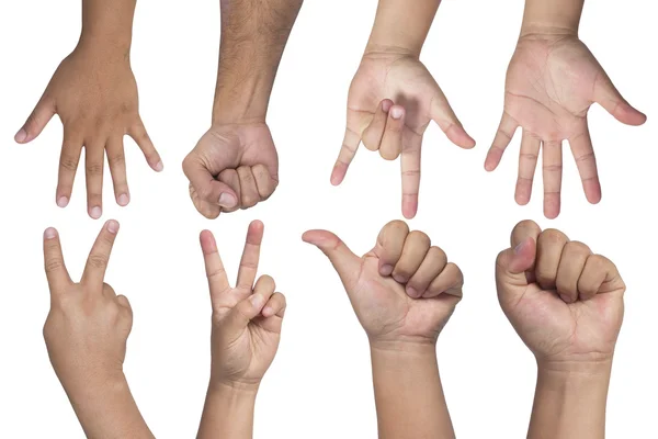 Hand gestures - Set of counting hands isolated on white backgro — Stock Photo, Image