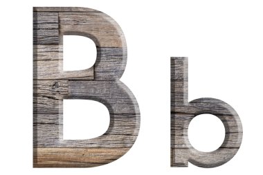 alfabe, ahşaptan yapılmış izole beyaz zemin üzerine.