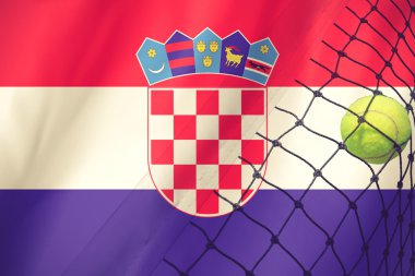 Hırvatistan bayrağı background.vintage renk üzerinde net olarak tenis topu