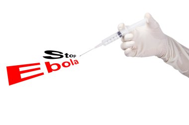 Dur ebola virüsü kavramı ve şırınga durdurmak Ebola metin enjekte