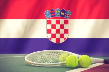 Hırvatistan bayrağı background.vintage renk üzerinde net olarak tenis topu
