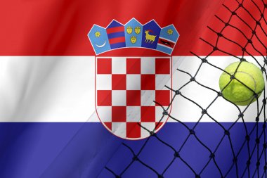 Hırvatistan bayrağı arka plan net tenis topu.