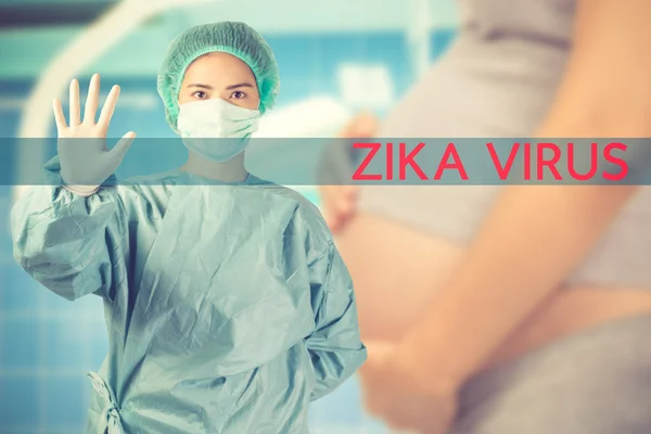 Zika conceito de vírus, trabalhador médico em roupas de proteção.Vintage — Fotografia de Stock