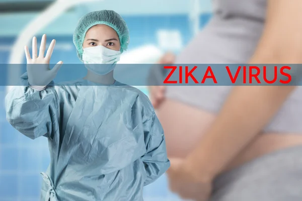 Zika vírus conceito, trabalhador médico em roupas de proteção — Fotografia de Stock