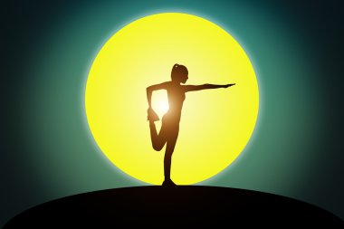 sabah güzel yoga kadın silüeti