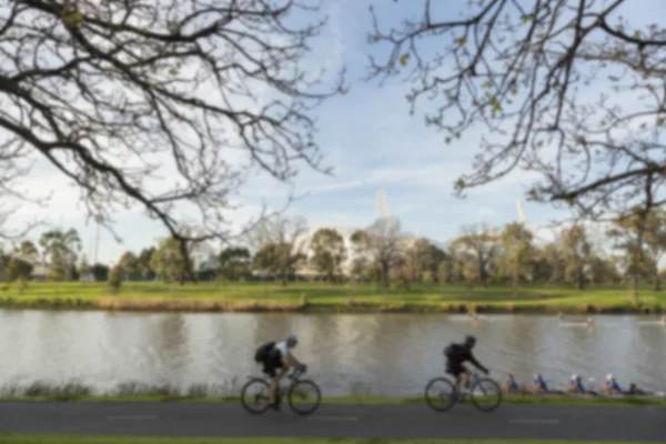 cyclist in the park, blurry