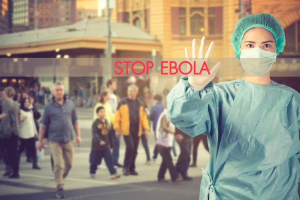 Cientista em segurança suit.stop ebola concept.Vintage cor — Fotografia de Stock