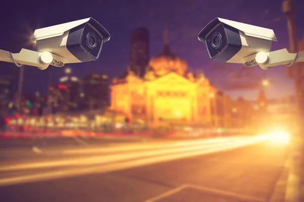 CCTV Security Camera or surveillance Operating on traffic road a