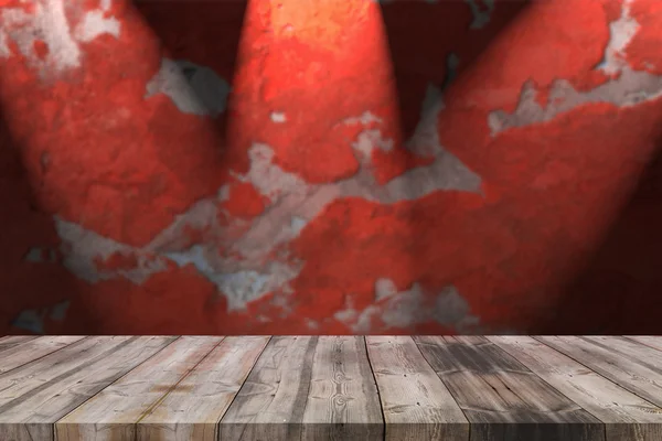 Schmutzige Wand und Tisch aus Holz — Stockfoto