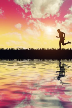 günbatımı jogger silüeti