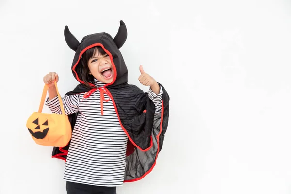 Legrační Halloween Dítě Koncept Malá Roztomilá Dívka Kostýmem Halloween Duch — Stock fotografie