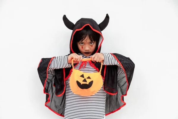 Legrační Halloween Dítě Koncept Malá Roztomilá Dívka Kostýmem Halloween Duch — Stock fotografie