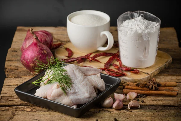 Aw chicken wings with spices - ready for cooking — Stock Photo, Image