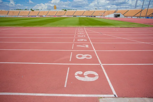 Numbers on running track  in stadium — Stock Photo, Image