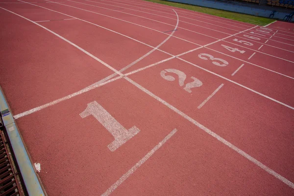 Numbers on running track  in stadium — Stock Photo, Image