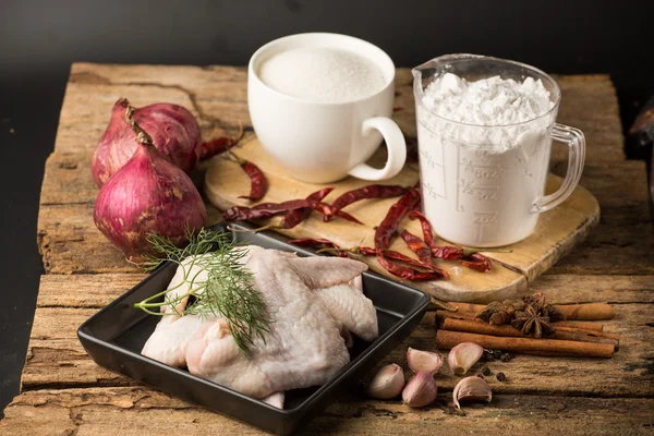 Aw chicken wings with spices - ready for cooking — Stock Photo, Image