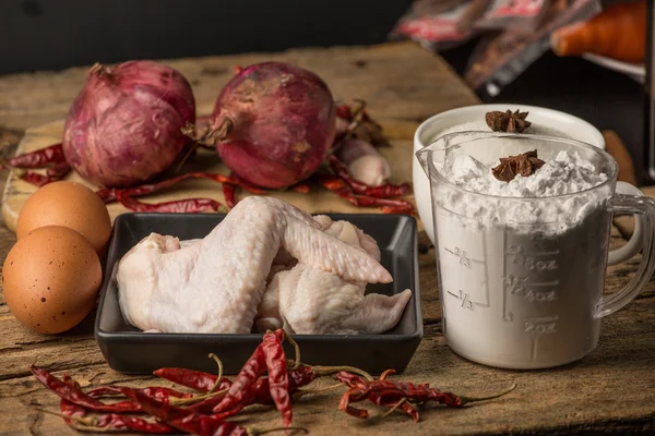 Aw chicken wings with spices - ready for cooking — Stock Photo, Image