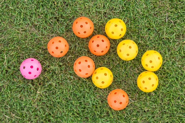 Golf Ball and Golf Club on grass — Stock Photo, Image