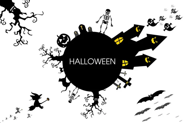 Halloween design de fundo com cemitério assustador, árvores nuas , — Fotografia de Stock