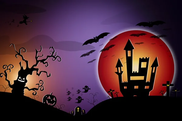 Halloween background wtih spooky bats and pumpkins.Space for you — Stock Photo, Image