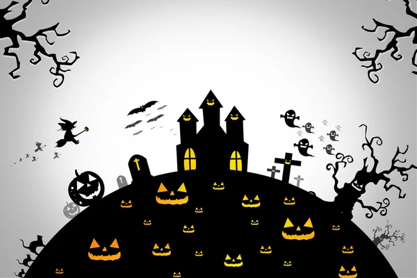 Fondo de Halloween wtih espeluznantes murciélagos y calabazas. Espacio para usted —  Fotos de Stock