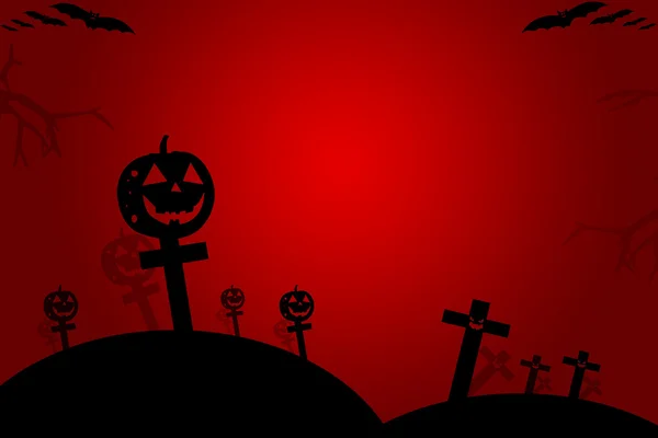 Halloween achtergrond met spooky vleermuizen en pompoenen. Ruimte voor u — Stockfoto