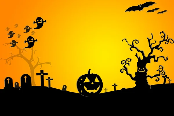 Halloween background wtih spooky bats and pumpkins.Space for you — Stock Photo, Image