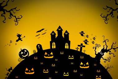 Cadılar Bayramı ürkütücü yarasalar ve kabaklar arka plan. Alan