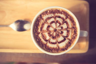 Latte Kahve sanat ahşap Resepsiyon vintage renk