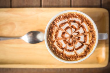 Latte Kahve sanat ahşap masa