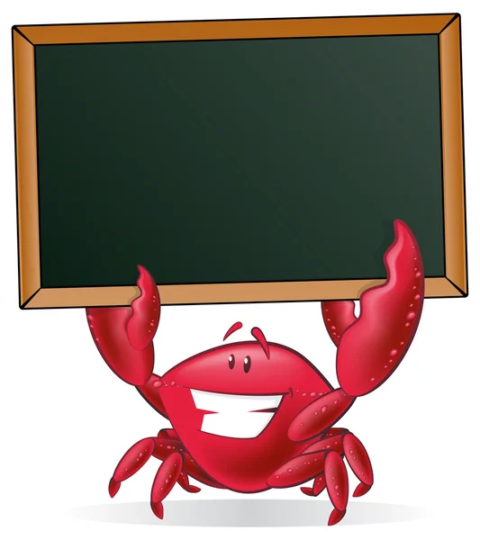 Cute Crab holding Blank Sign. — Stock Vector