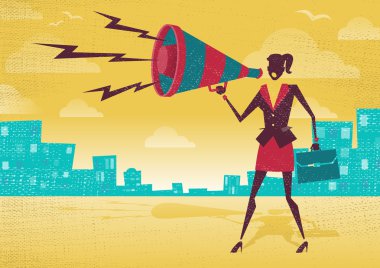 Megafonlu iş kadını