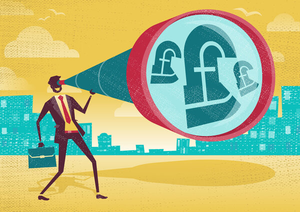 Businessman looks through his Telescope