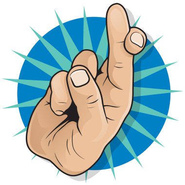 Vintage Pop Art çapraz işaret parmak. 