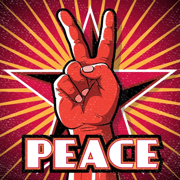 Retro Peace Hand Sign. — Stock Vector