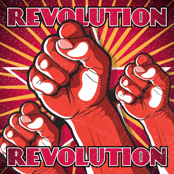 Retro stansning knytnäve Revolution tecken. — Stock vektor