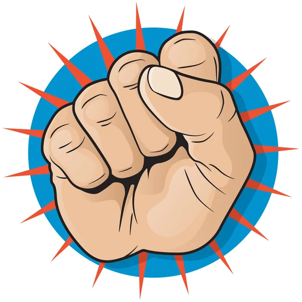 Vintage Pop Art Punching Fist Sign. Vector Graphics