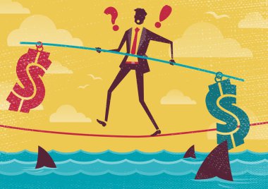 İşadamı finansal ip yürür. 