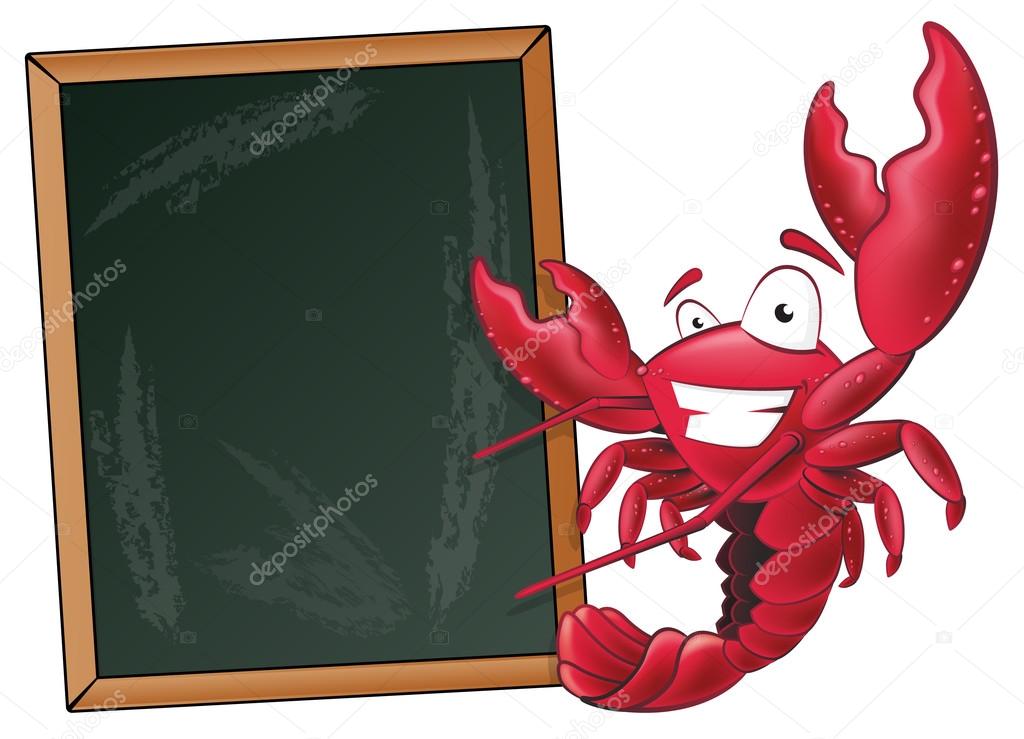 Cute Lobster with Sign Board.